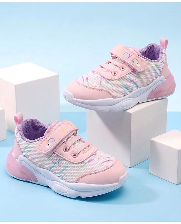 Cute Walk by Babyhug Velcro Closure Rainbow Printed Sneaker - Pink