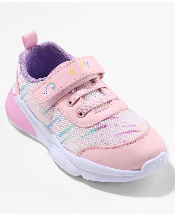 Cute Walk by Babyhug Velcro Closure Rainbow Printed Sneaker - Pink