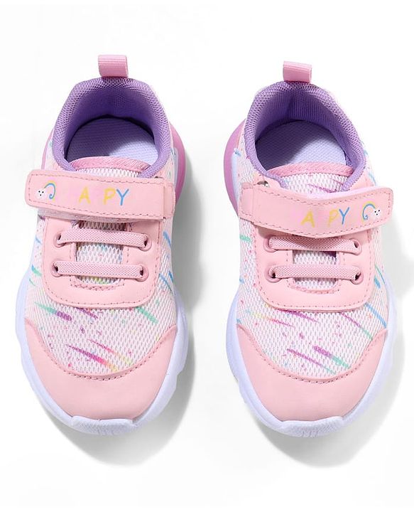 Cute Walk by Babyhug Velcro Closure Rainbow Printed Sneaker - Pink