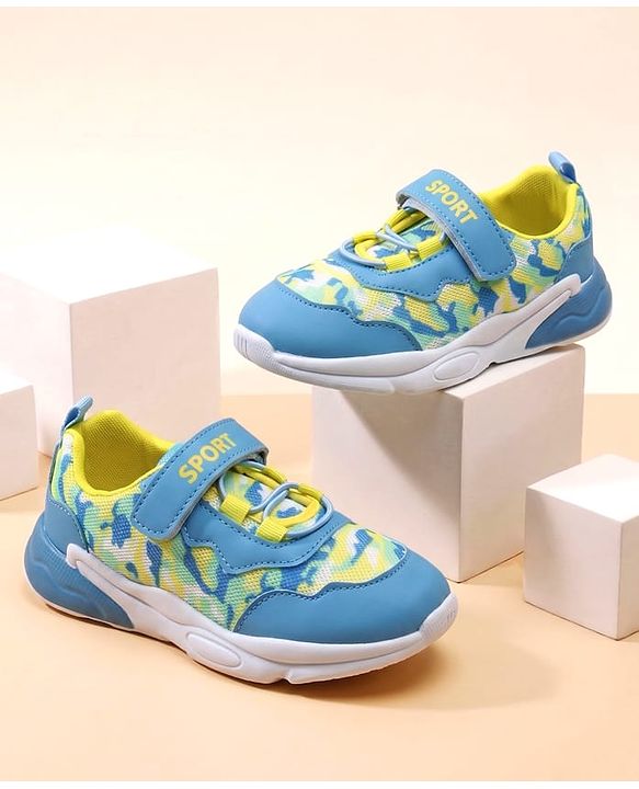 Cute Walk by Babyhug Velcro Closure Camouflage Printed Sneakers - Yellow