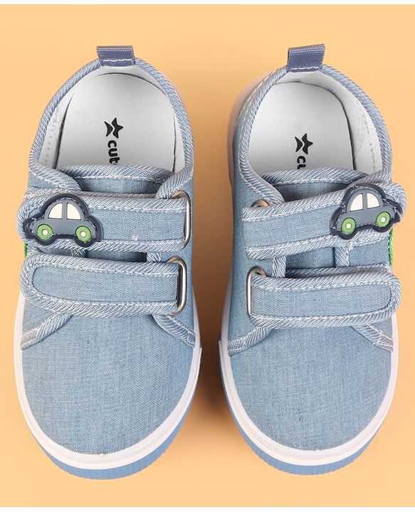 Cute Walk by Babyhug Velcro Closure Casual Shoes With Car Applique - Blue