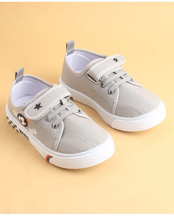 Cute Walk by Babyhug Velcro Closure Casual Shoes with Football Applique - Grey