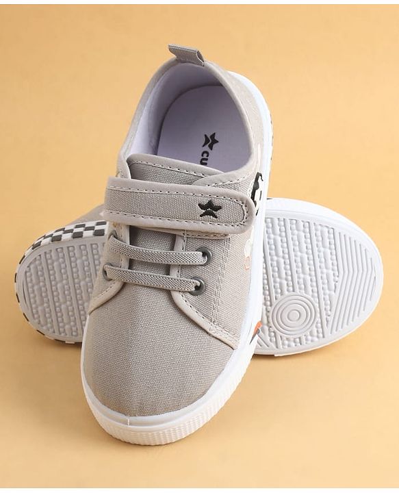 Cute Walk by Babyhug Velcro Closure Casual Shoes with Football Applique - Grey