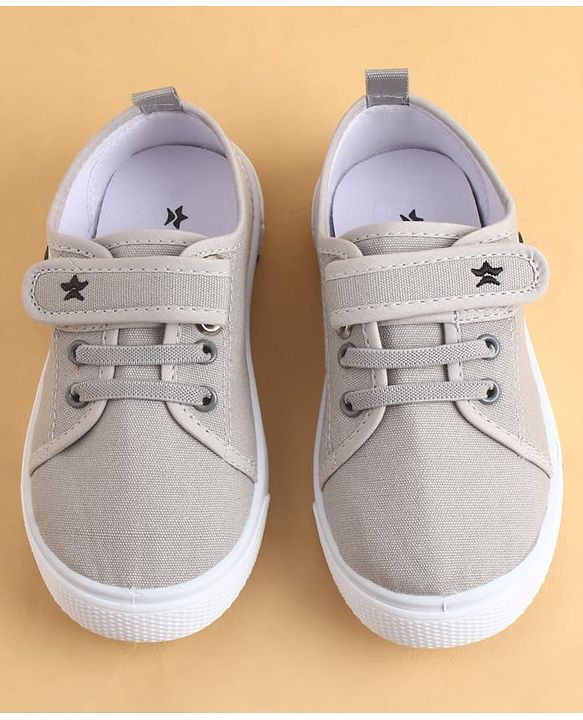 Cute Walk by Babyhug Velcro Closure Casual Shoes with Football Applique - Grey