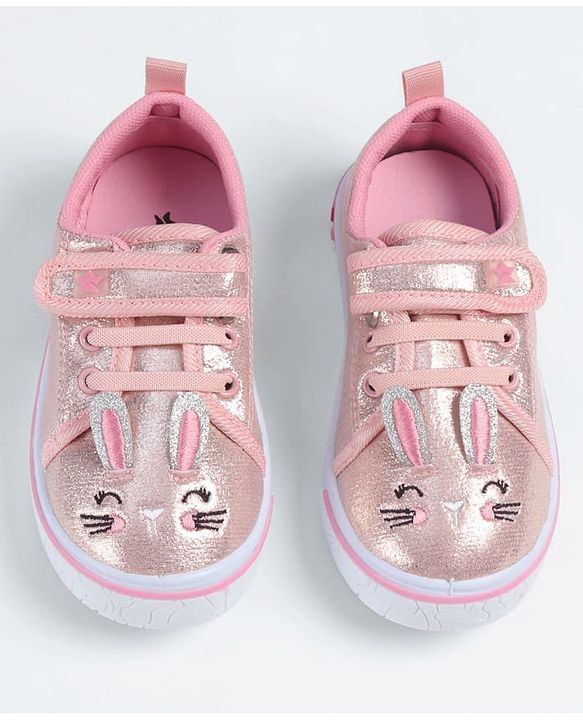 Cute Walk by Babyhug Velcro Closure Casual Shoes with Cat Embroidery - Pink