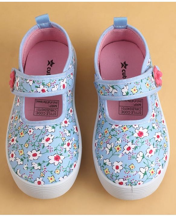 Cute Walk by Babyhug Velcro Closure Casual Shoes with Floral Print - Blue