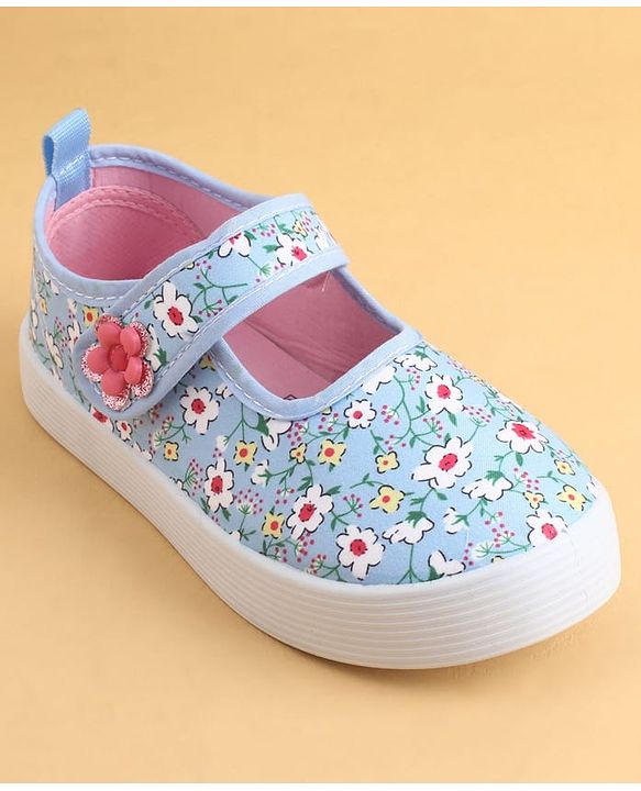 Cute Walk by Babyhug Velcro Closure Casual Shoes with Floral Print - Blue
