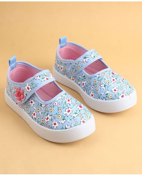 Cute Walk by Babyhug Velcro Closure Casual Shoes with Floral Print - Blue