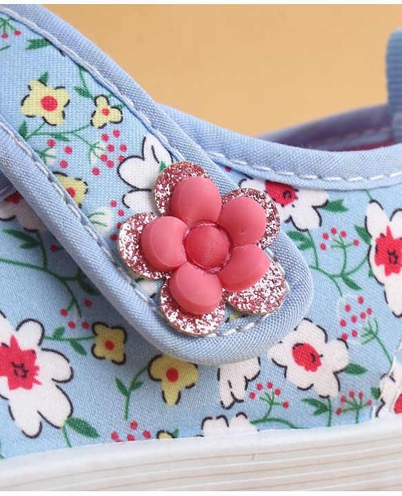 Cute Walk by Babyhug Velcro Closure Casual Shoes with Floral Print - Blue