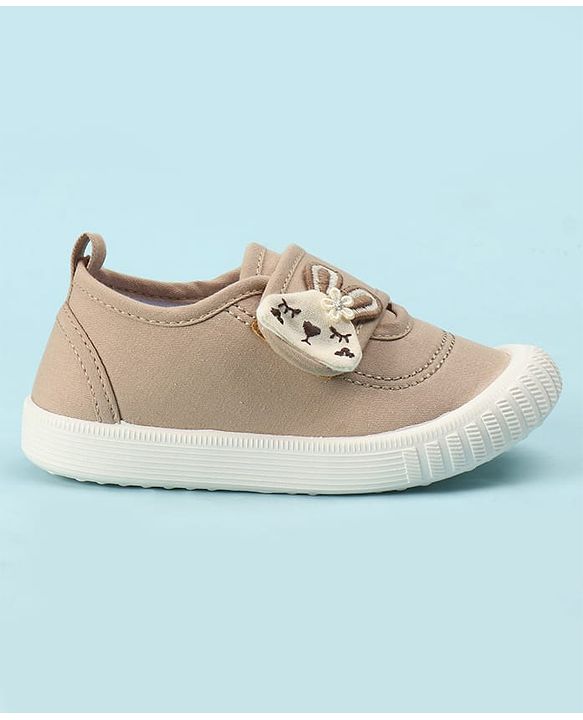 Cute Walk by Babyhug Velcro Closure Casual Shoes with Bunny Applique - Brown