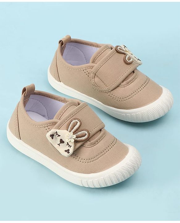 Cute Walk by Babyhug Velcro Closure Casual Shoes with Bunny Applique - Brown