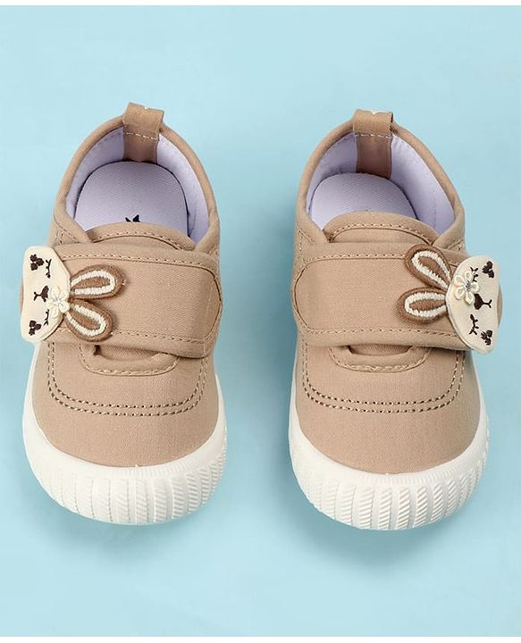 Cute Walk by Babyhug Velcro Closure Casual Shoes with Bunny Applique - Brown