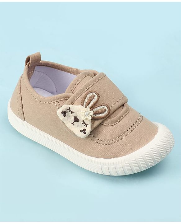 Cute Walk by Babyhug Velcro Closure Casual Shoes with Bunny Applique - Brown
