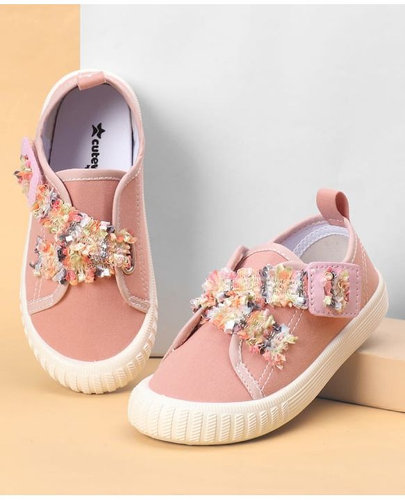 Cute Walk by Babyhug Velcro Closure Casual Shoes With Lace Detailing - Pink
