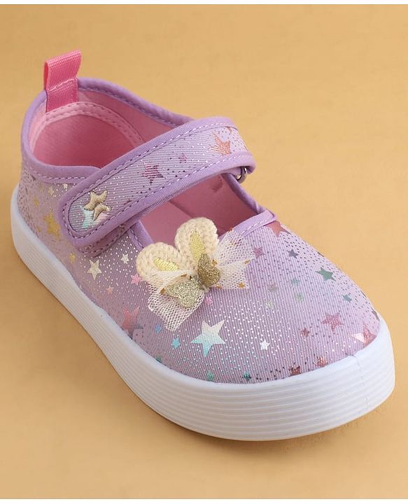 Cute Walk by Babyhug Velcro Closure Casual Shoes with Star Print & Bow Applique - Blue