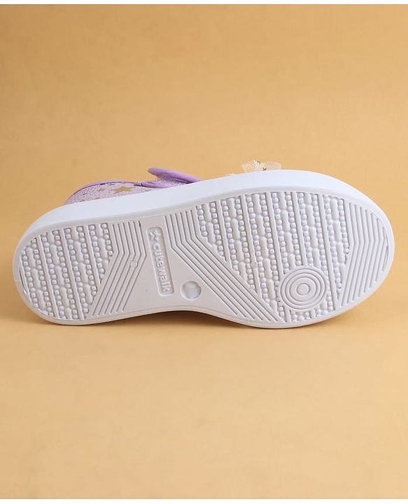 Cute Walk by Babyhug Velcro Closure Casual Shoes with Star Print & Bow Applique - Blue