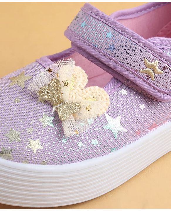 Cute Walk by Babyhug Velcro Closure Casual Shoes with Star Print & Bow Applique - Blue