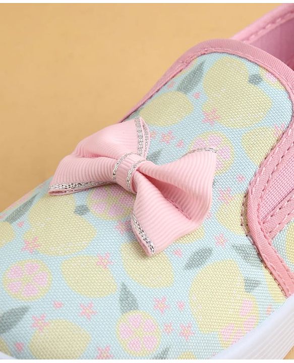 Cute Walk by Babyhug Slip On Casual Shoes with Floral Print & Bow Applique - Green