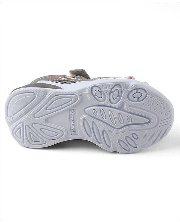 Cute Walk by Babyhug Velcro Closure Sneaker With Space Rocket Applique - Grey