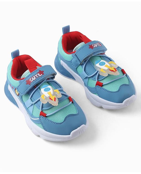 Cute Walk by Babyhug Velcro Closure Sneaker With Space Rocket Applique - Grey