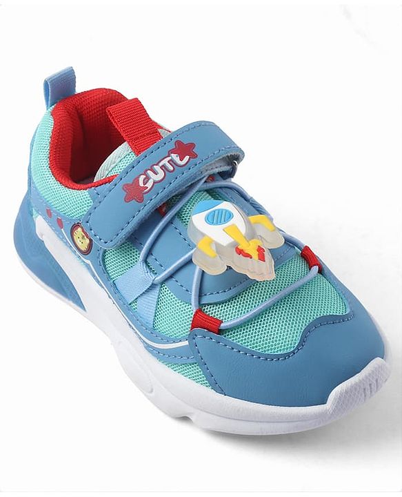Cute Walk by Babyhug Velcro Closure Sneaker With Space Rocket Applique - Grey