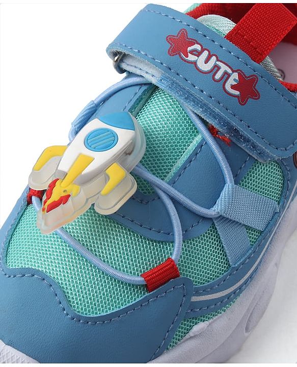 Cute Walk by Babyhug Velcro Closure Sneaker With Space Rocket Applique - Grey