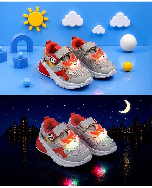 Cute Walk by Babyhug Velcro Closure Sneaker With Fox Applique - Red