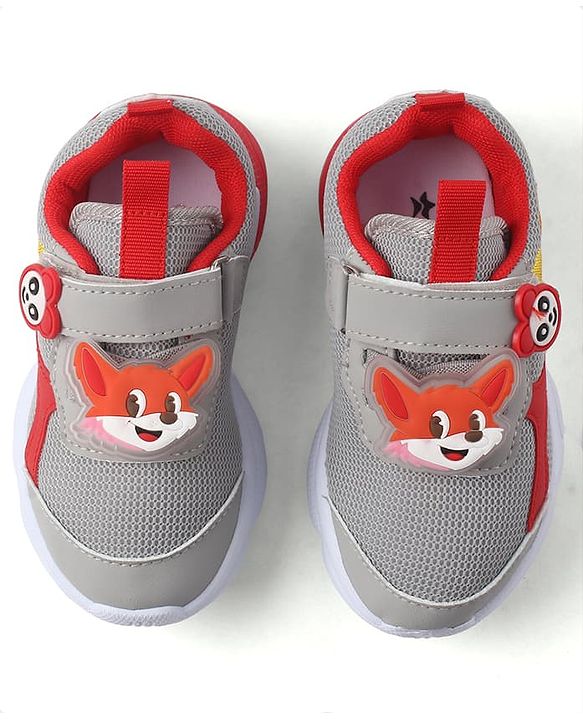 Cute Walk by Babyhug Velcro Closure Sneaker With Fox Applique - Red