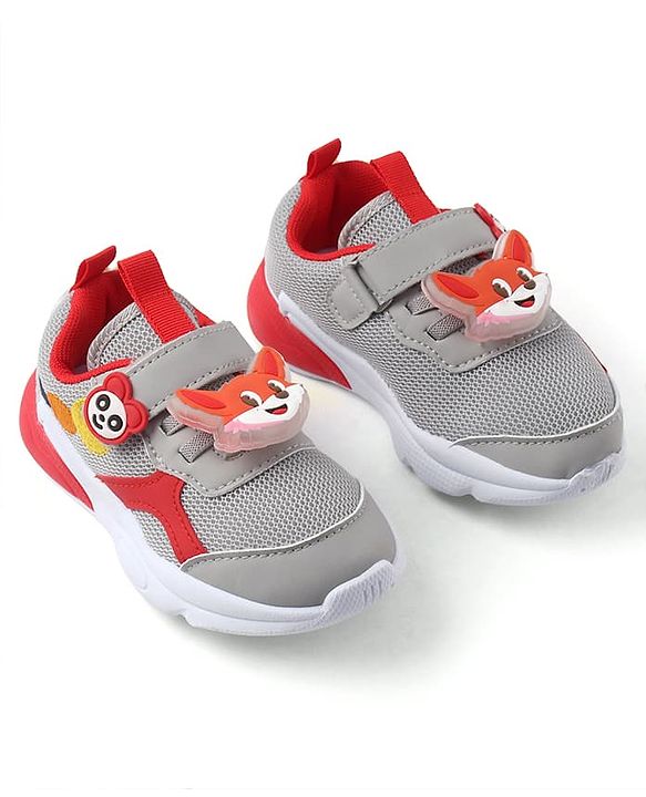 Cute Walk by Babyhug Velcro Closure Sneaker With Fox Applique - Red