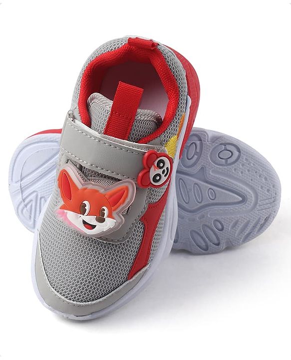 Cute Walk by Babyhug Velcro Closure Sneaker With Fox Applique - Red