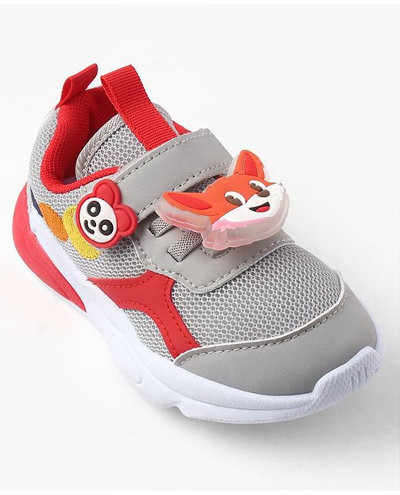 Cute Walk by Babyhug Velcro Closure Sneaker With Fox Applique - Red