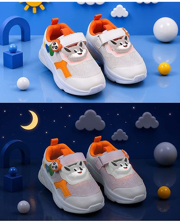 Cute Walk by Babyhug Velcro Closure Sneaker With Fox Applique - Red