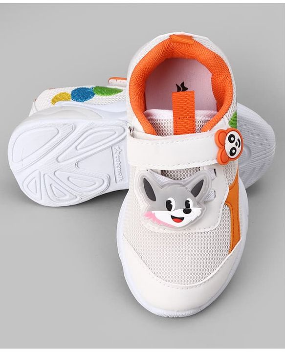 Cute Walk by Babyhug Velcro Closure Sneaker With Fox Applique - Red