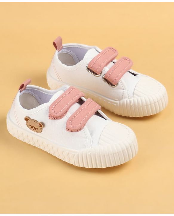 Cute Walk by Babyhug Velcro Closure Casual Shoes with Teddy Applique - Peach