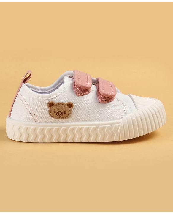 Cute Walk by Babyhug Velcro Closure Casual Shoes with Teddy Applique - Peach