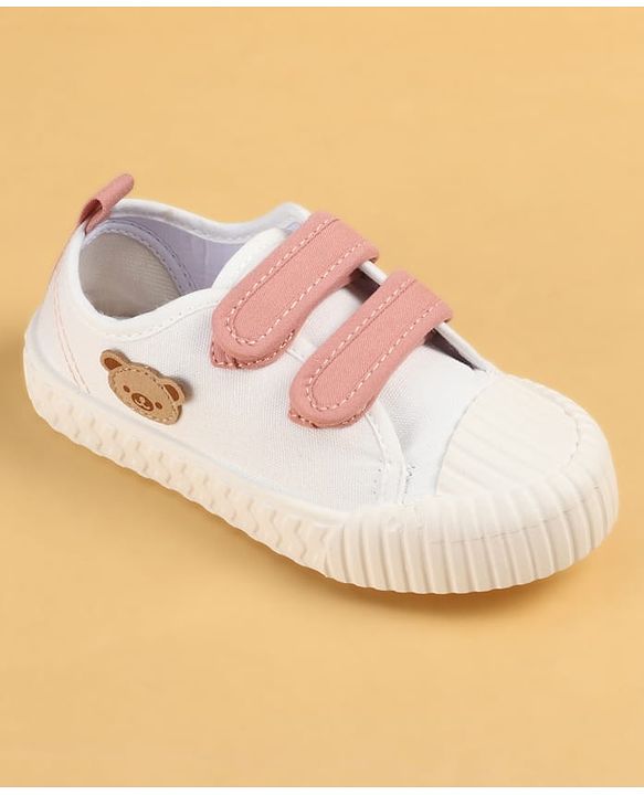 Cute Walk by Babyhug Velcro Closure Casual Shoes with Teddy Applique - Peach