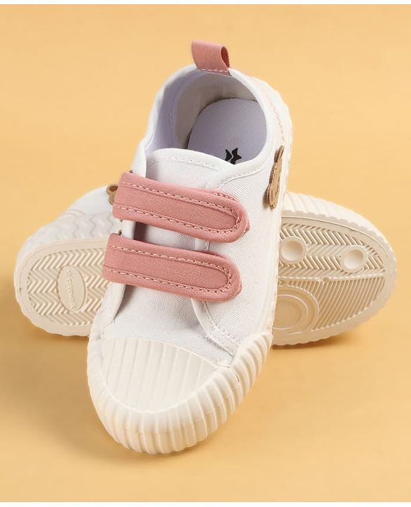 Cute Walk by Babyhug Velcro Closure Casual Shoes with Teddy Applique - Peach