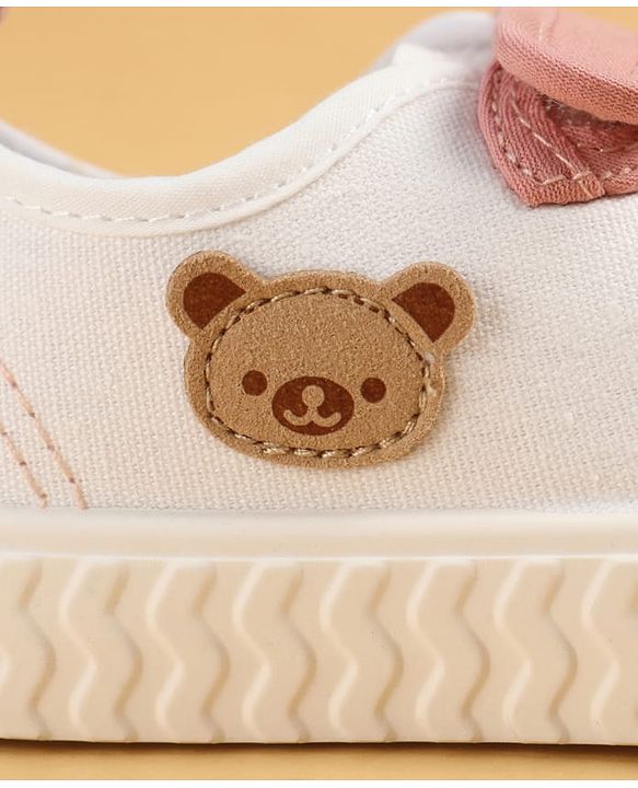 Cute Walk by Babyhug Velcro Closure Casual Shoes with Teddy Applique - Peach