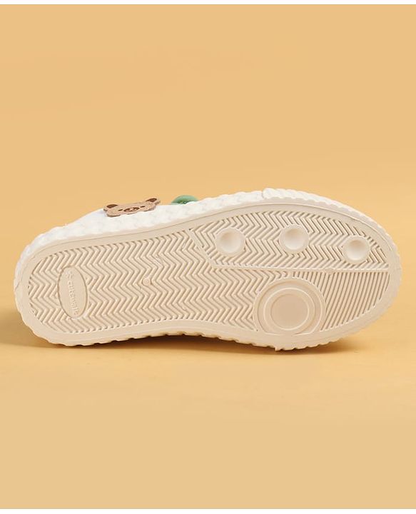 Cute Walk by Babyhug Velcro Closure Casual Shoes with Teddy Applique - Peach