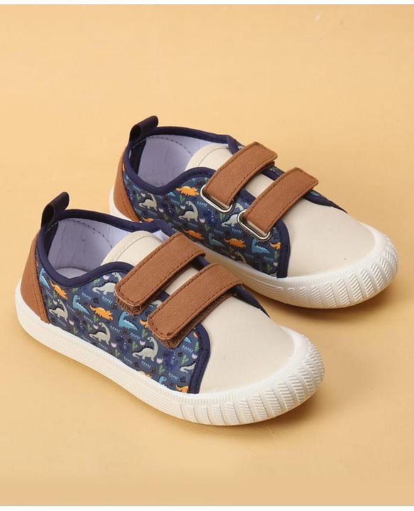 Cute Walk by Babyhug Velcro Closure Dino Printed Casual Shoes - Tan