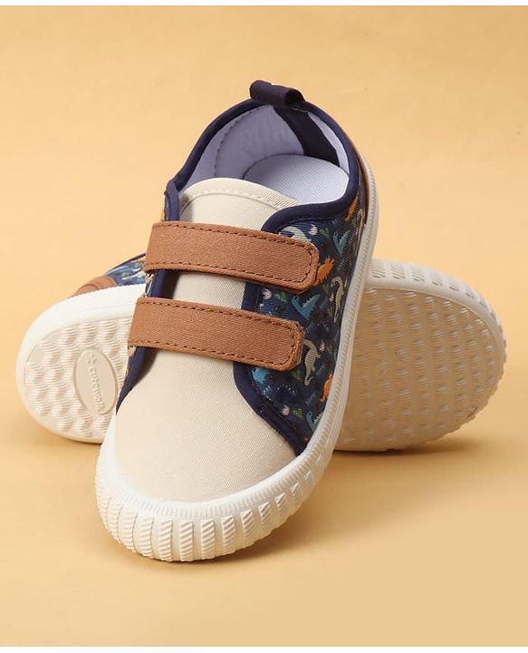 Cute Walk by Babyhug Velcro Closure Dino Printed Casual Shoes - Tan