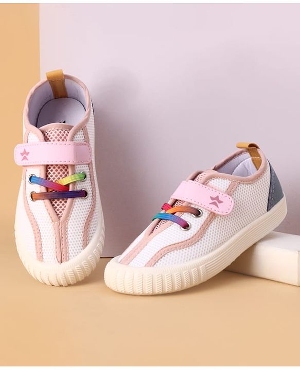 Cute Walk by Babyhug Velcro Closure Casual Shoes With Star Print - Pink