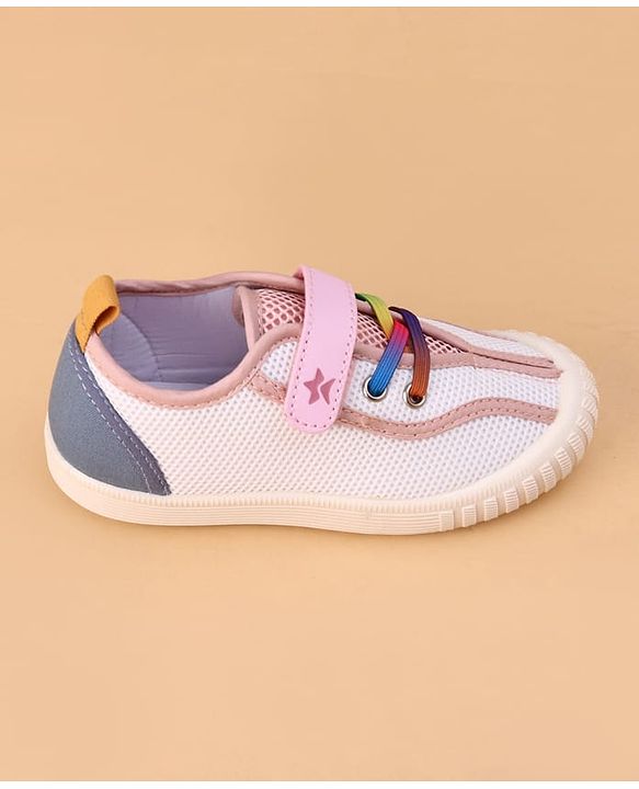 Cute Walk by Babyhug Velcro Closure Casual Shoes With Star Print - Pink
