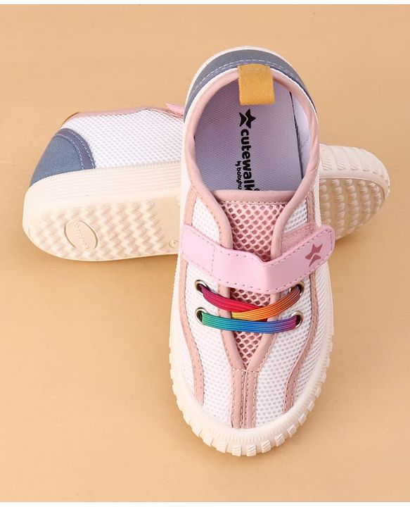 Cute Walk by Babyhug Velcro Closure Casual Shoes With Star Print - Pink