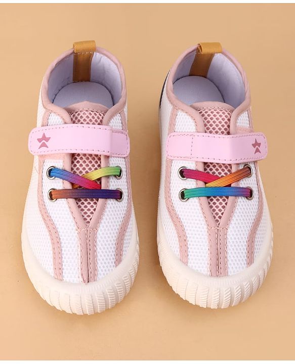 Cute Walk by Babyhug Velcro Closure Casual Shoes With Star Print - Pink