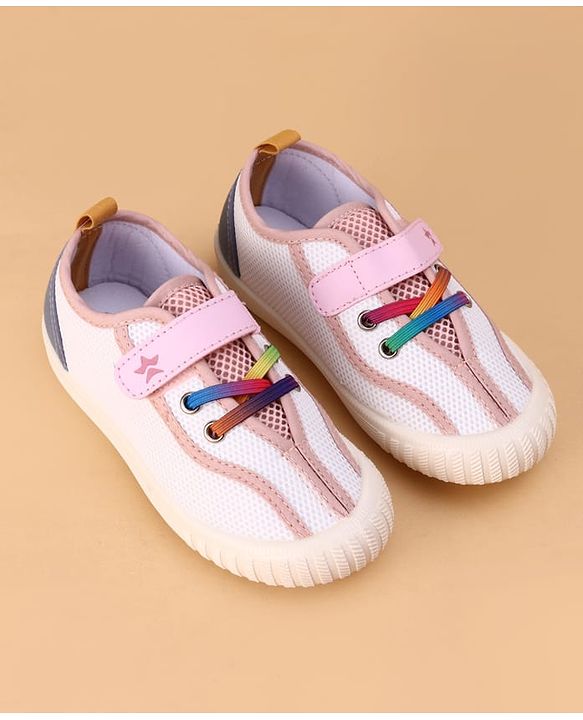 Cute Walk by Babyhug Velcro Closure Casual Shoes With Star Print - Pink