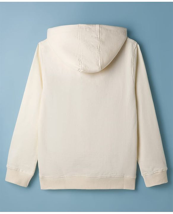 Pine Kids Cotton Knit Sweatshirt Hooded Neck Graphic Print Offwhite 4-5 Years