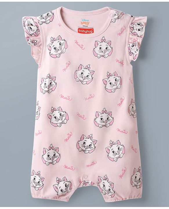 Babyhug Disney 100% Cotton Knit Half Sleeves Rompers With Minnie Mouse Graphic Pack Of 2 - Multicolor