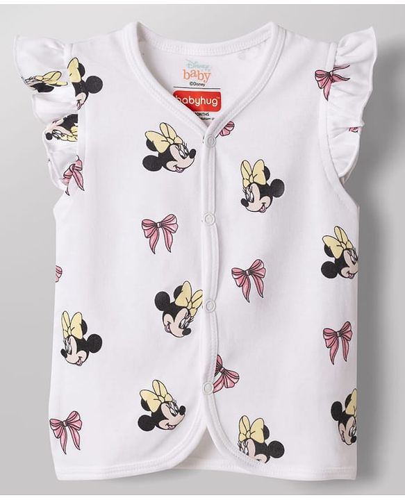 Babyhug Disney Single Jersey Knit Frill Sleeves Jhablas with Minnie Mouse Graphics Pack of 2 - Multicolor