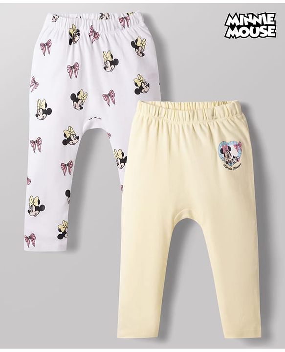 Babyhug Disney Interlock Knit Full Length Diaper Leggings with Minnie Mouse Graphics Pack of 2 - Multicolor